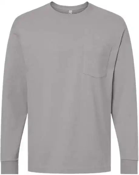 American Apparel 9410 Super Heavyweight Long Sleeve Pocket Tee - Gravel