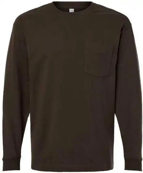 American Apparel 9410 Super Heavyweight Long Sleeve Pocket Tee - Brown