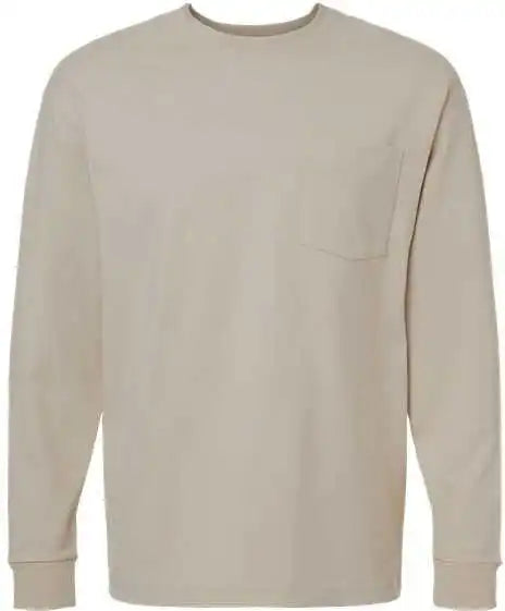 American Apparel 9410 Super Heavyweight Long Sleeve Pocket Tee - Bone