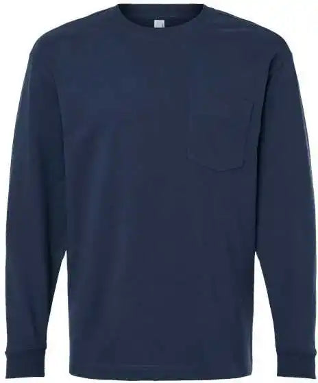 American Apparel 9410 Super Heavyweight Long Sleeve Pocket Tee Sea Blue