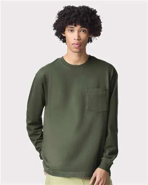 American Apparel 9410a Super Heavyweight Long Sleeve Pocket Tee - 9410 - Lieutenant