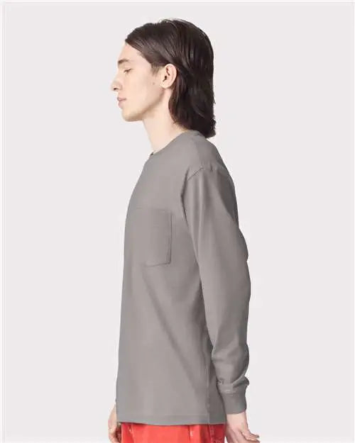 American Apparel 9410a Super Heavyweight Long Sleeve Pocket Tee - 9410 - Gravel