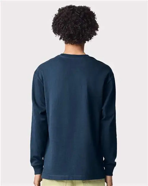 American Apparel 9410a Super Heavyweight Long Sleeve Pocket Tee - 9410 - Sea Blue