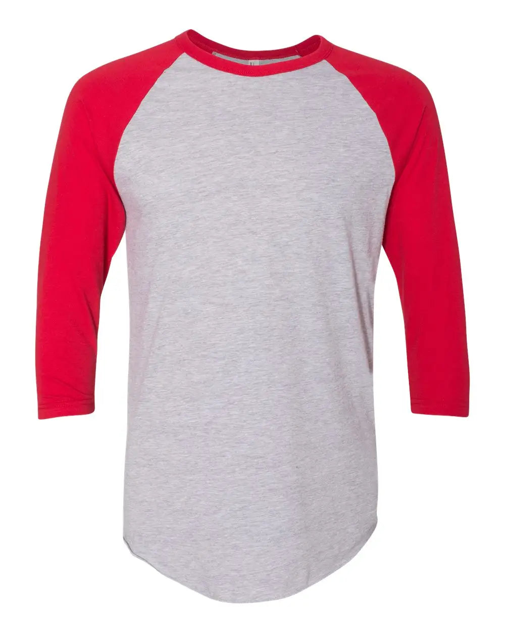 American Apparel Bb453w 50/50 Raglan Three-quarter Sleeve Tee - Heather Gray Red - Gray/ / Adult Xs
