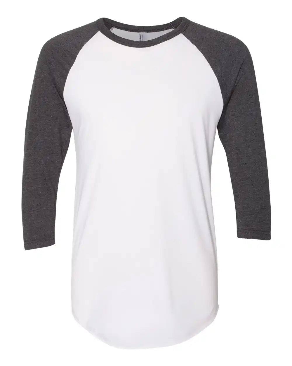 American Apparel Bb453w 50/50 Raglan Three-quarter Sleeve Tee - White Heather Black - White/ / Xs