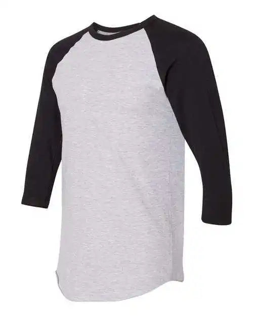 American Apparel Bb453w 50 Raglan Three-quarter Sleeve Tee - Heather Grey Black
