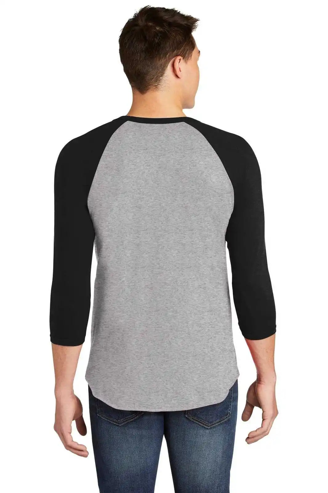 American Apparel Bb453w Poly-cotton 3/4-sleeve Raglan T-shirt - Heather Gray/ Black