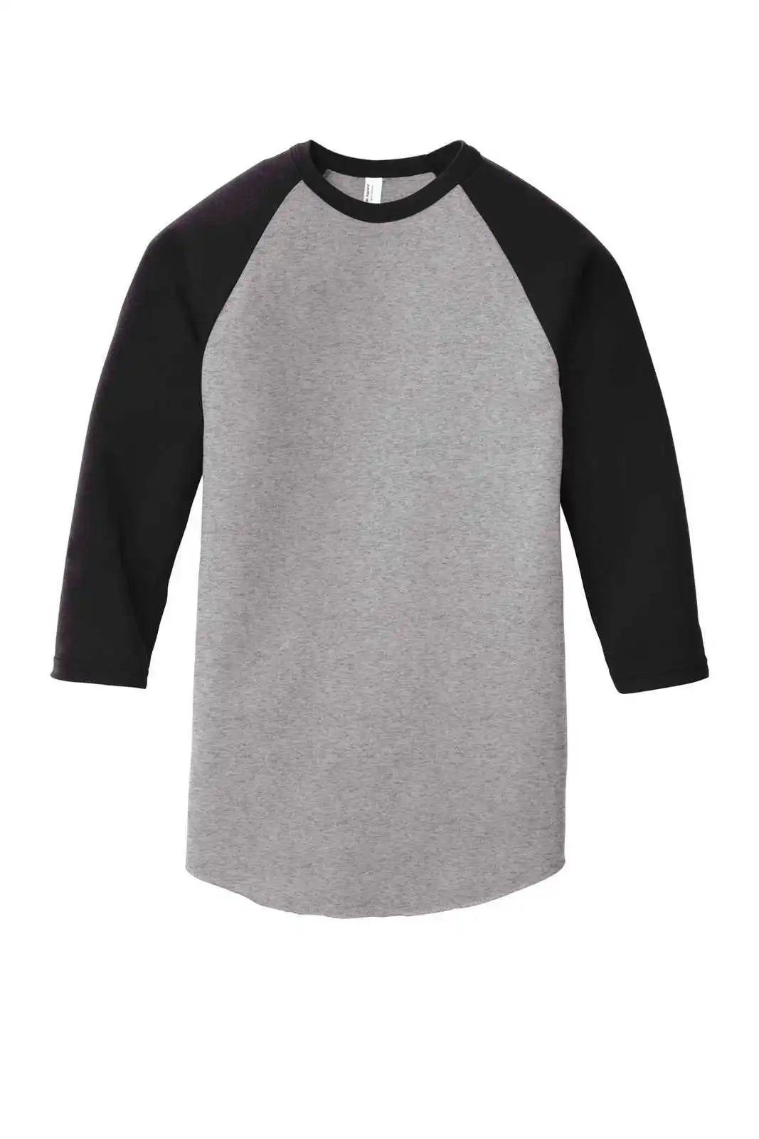 American Apparel Bb453w Poly-cotton 3/4-sleeve Raglan T-shirt - Heather Gray/ Black