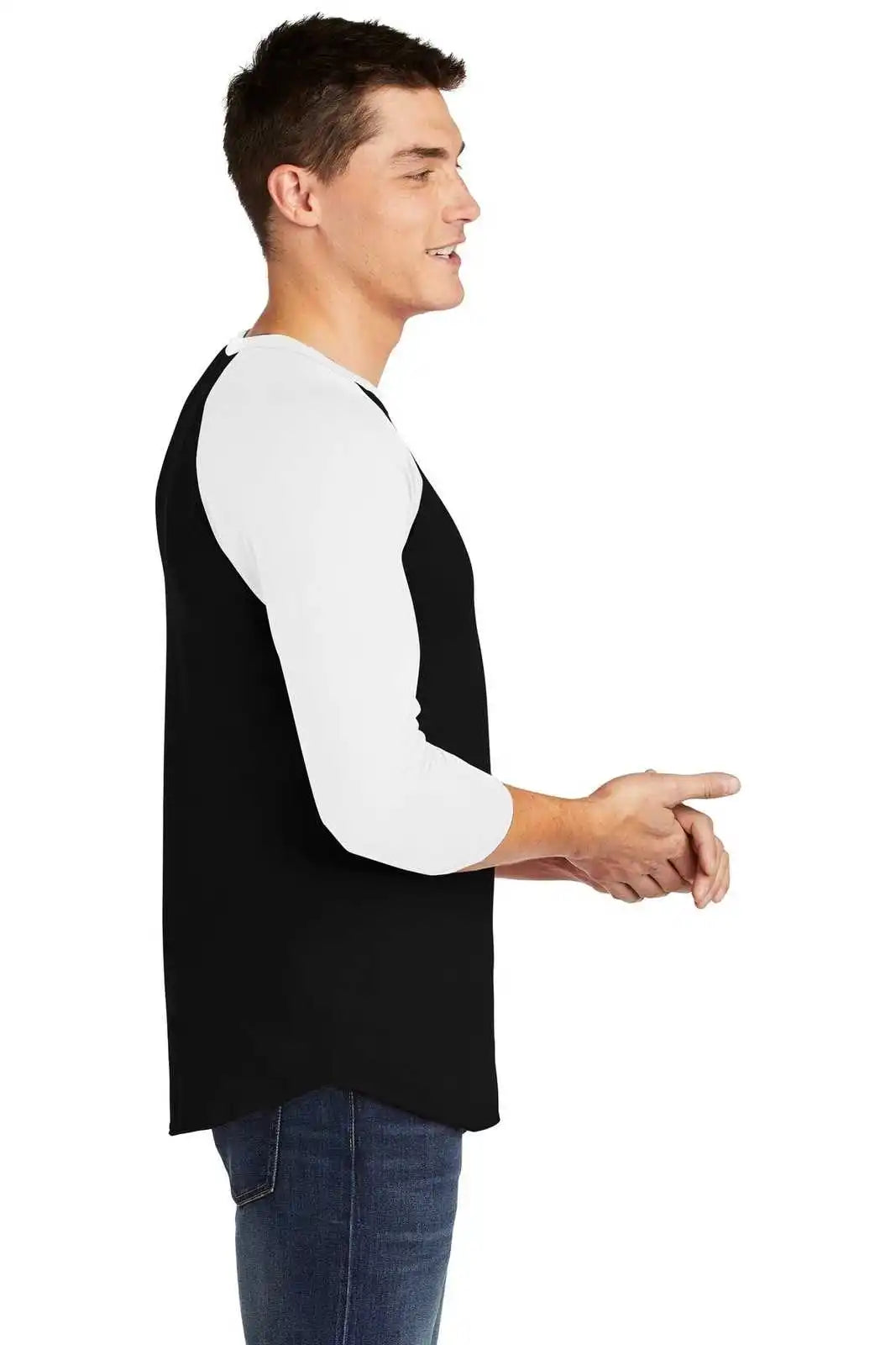 American Apparel Bb453w Poly-cotton 3/4-sleeve Raglan T-shirt - Black White