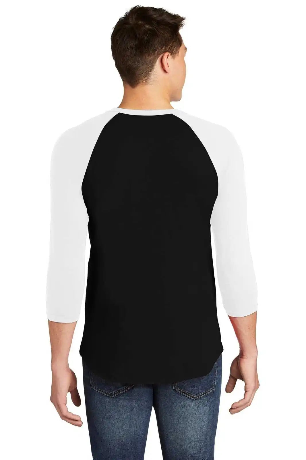 American Apparel Bb453w Poly-cotton 3/4-sleeve Raglan T-shirt - Black White