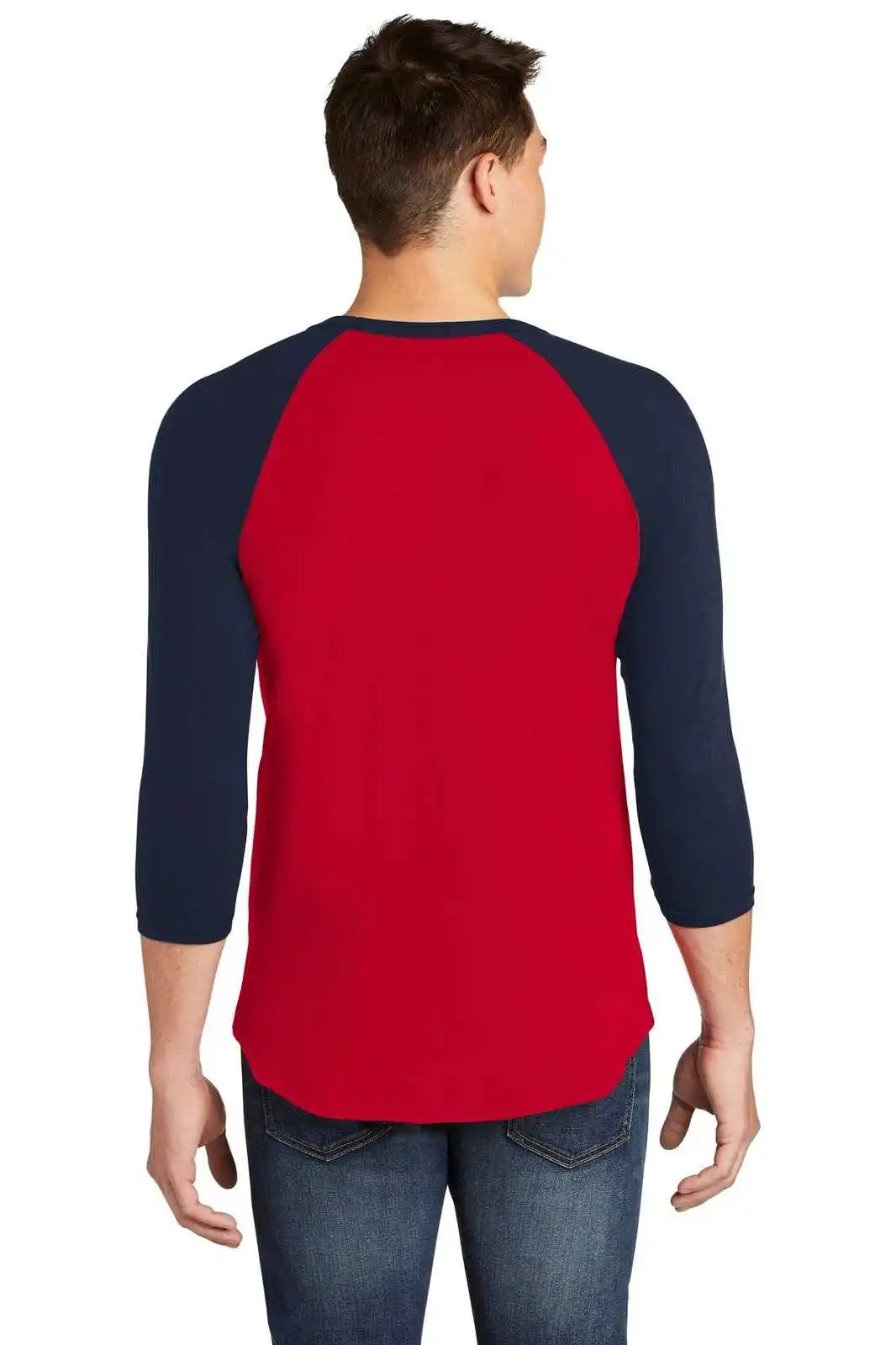 American Apparel Bb453w Poly-cotton 3/4-sleeve Raglan T-shirt - Red Navy