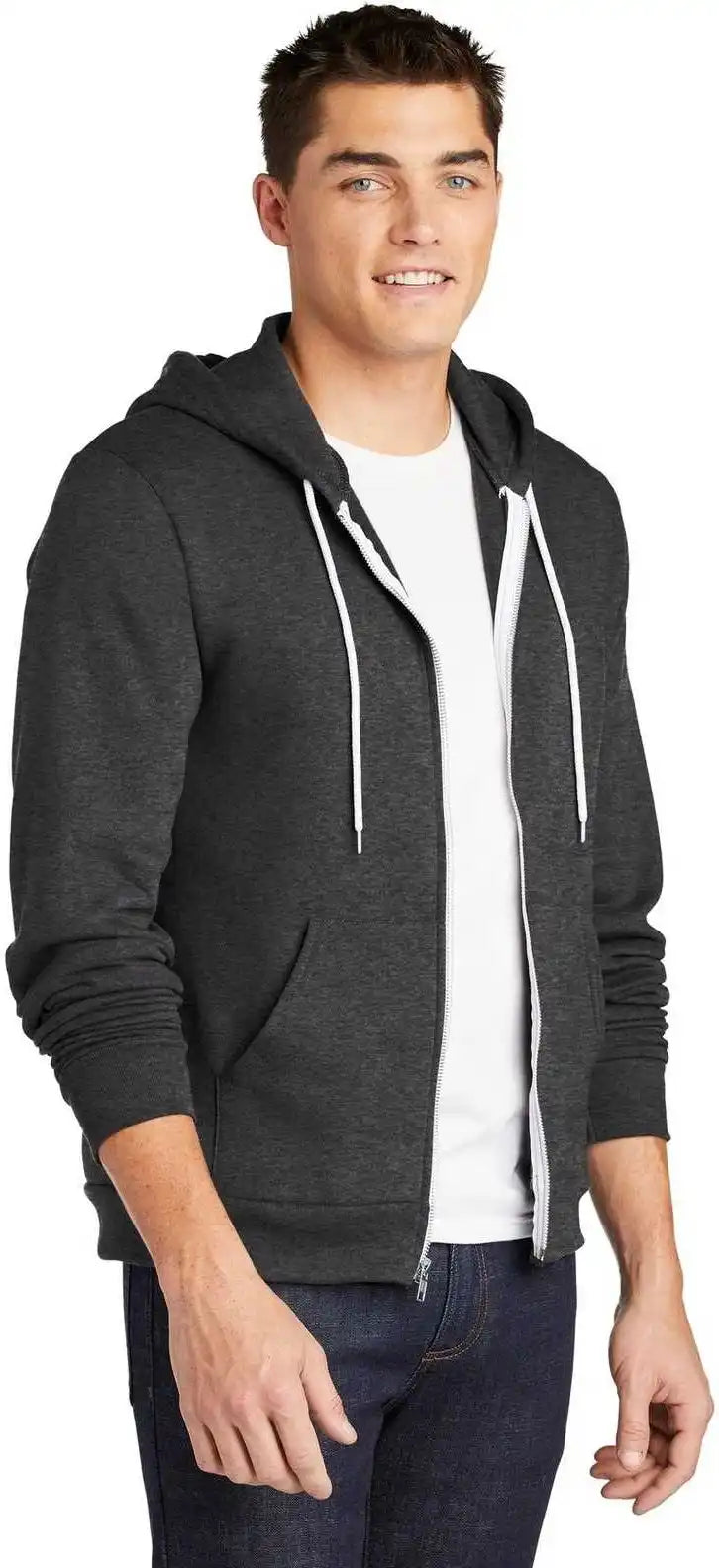 American Apparel F497 Usa Collection Flex Fleece Zip Hoodie - Heather Gray
