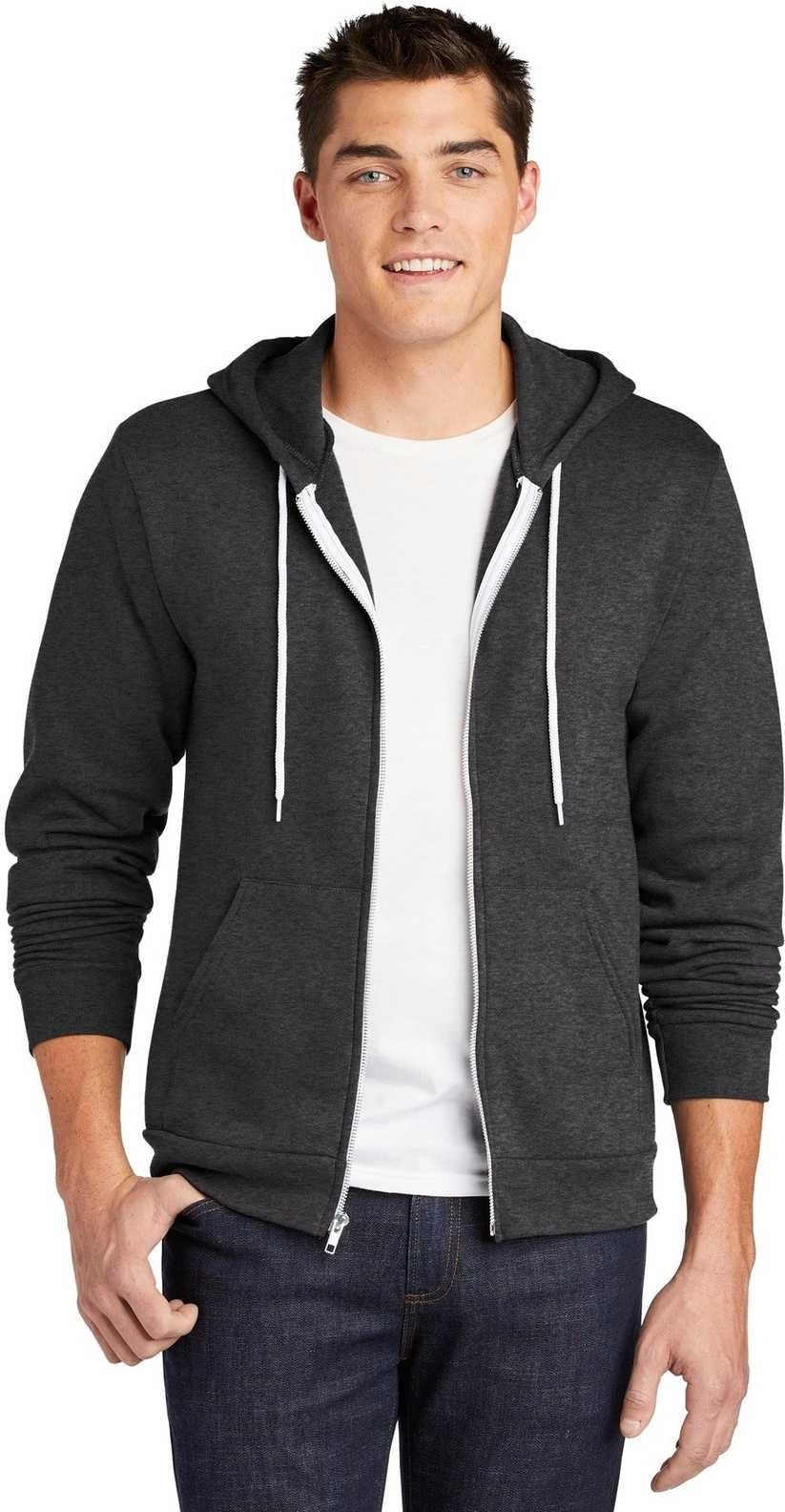 American Apparel F497 Usa Collection Flex Fleece Zip Hoodie - Heather Gray