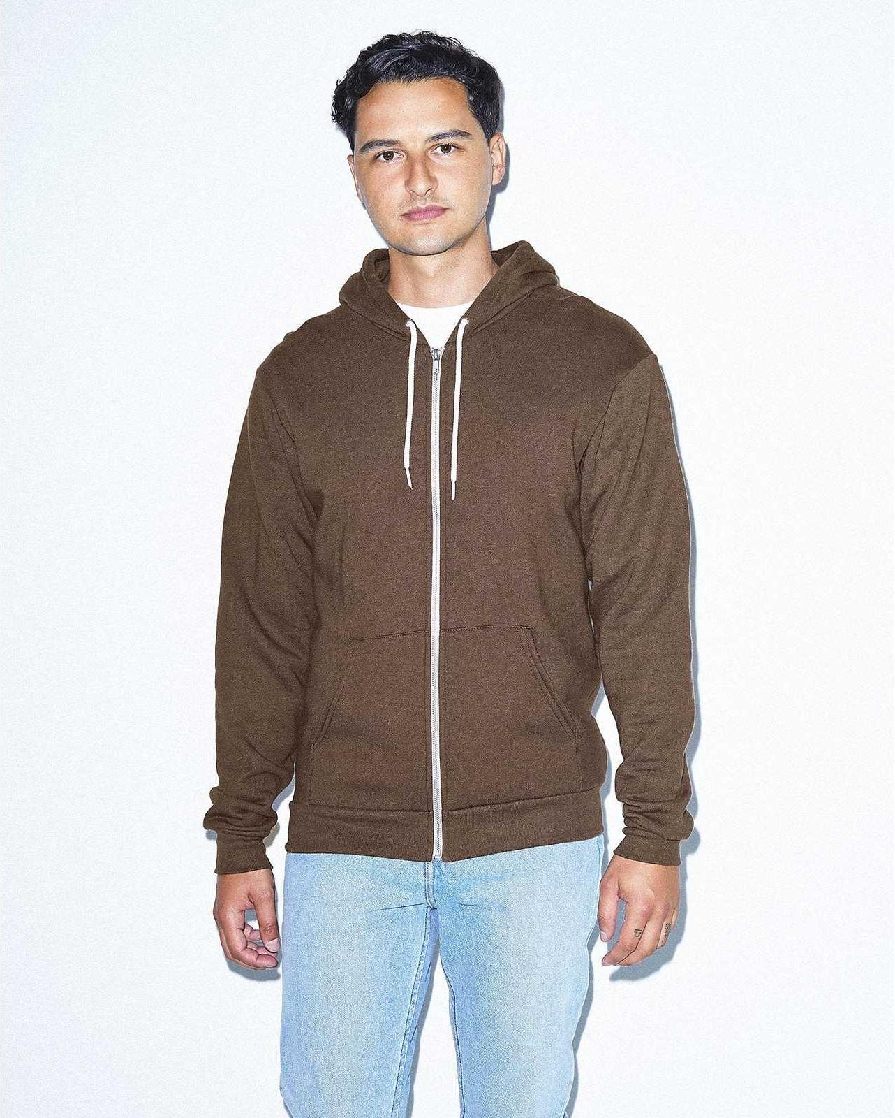 American Apparel F497w Flex Fleece Zip Hoodie - Brown
