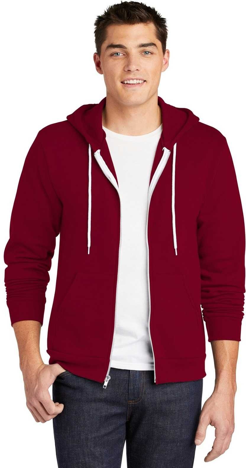 American Apparel F497w Flex Fleece Zip Hoodie - Cranberry