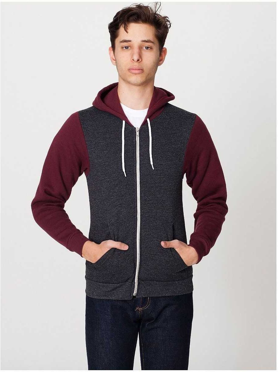 American Apparel F497w Flex Fleece Zip Hoodie - Dark Heather Grey/truffle