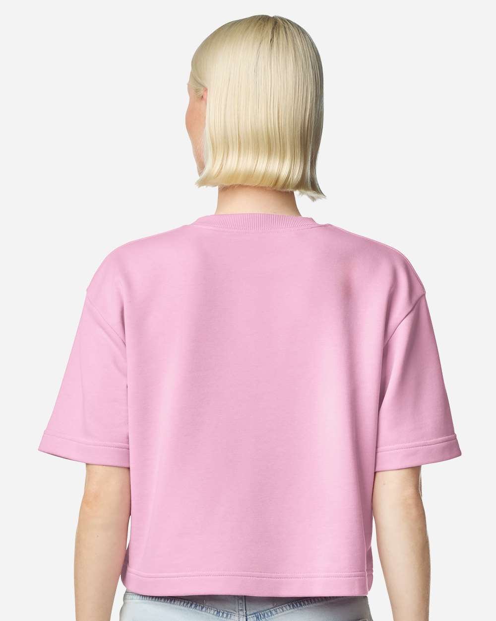 American Apparel Ftcb0 Women’s French Terry Mid-length Boxy Top - Powder Pink