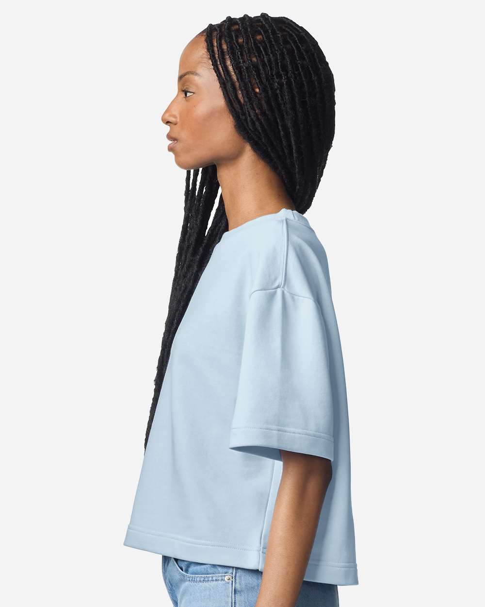 American Apparel Ftcb0 Women’s French Terry Mid-length Boxy Top - Powder Blue