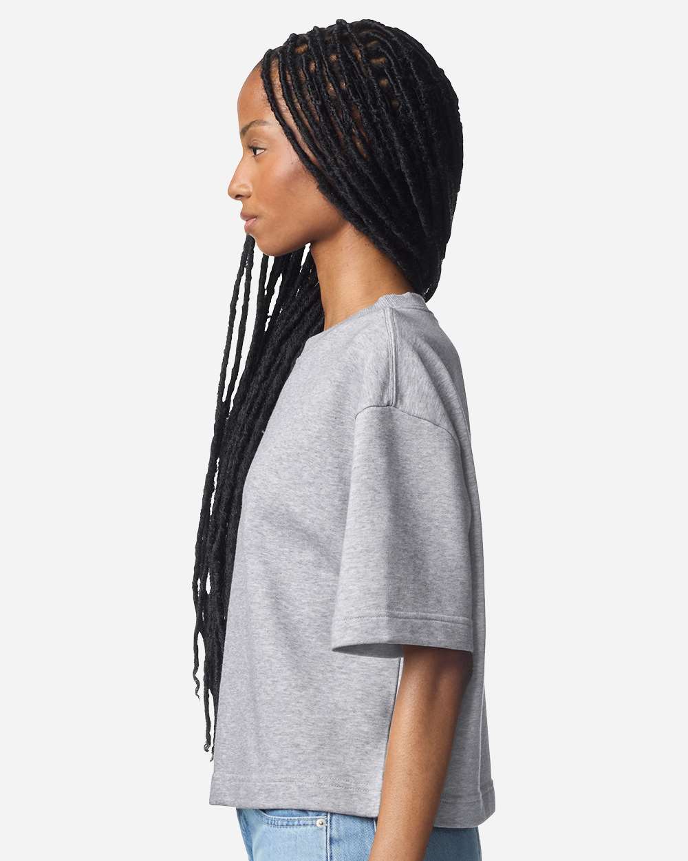 American Apparel Ftcb0 Women’s French Terry Mid-length Boxy Top - Heather Grey