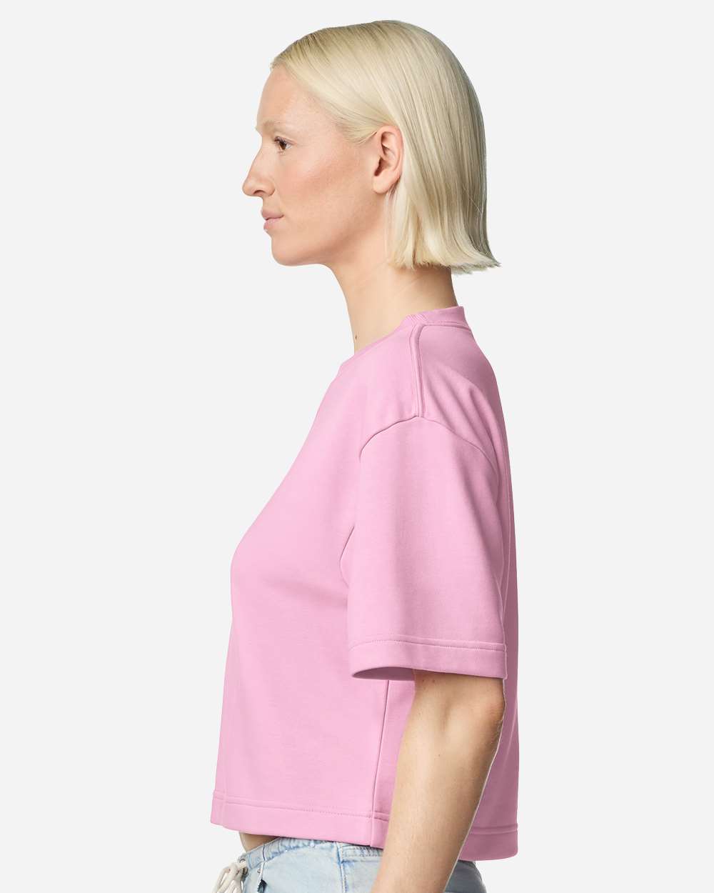 American Apparel Ftcb0 Women’s French Terry Mid-length Boxy Top - Powder Pink