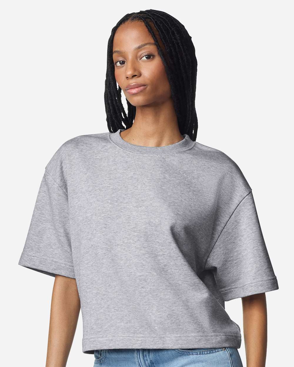 American Apparel Ftcb0 Women’s French Terry Mid-length Boxy Top - Heather Grey