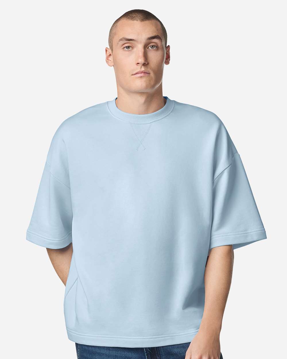 American Apparel Ftex00 Unisex French Terry Ex Crew - Powder Blue
