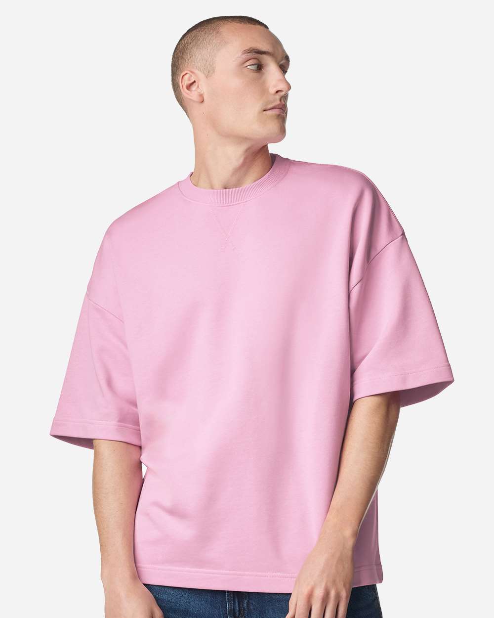 American Apparel Ftex00 Unisex French Terry Ex Crew - Powder Pink