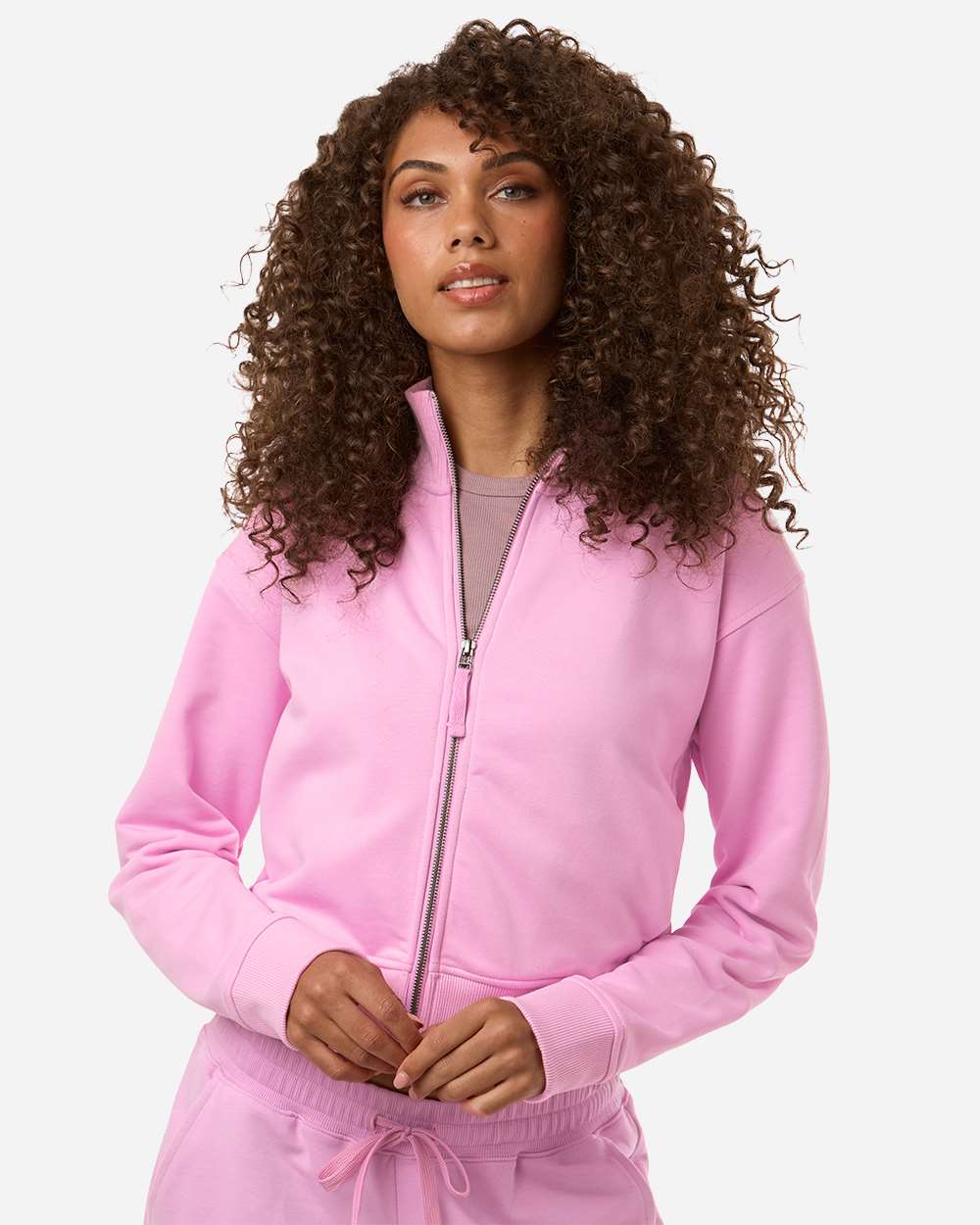 American Apparel Ftj00 Women’s French Terry Full-zip Jacket - Powder Pink