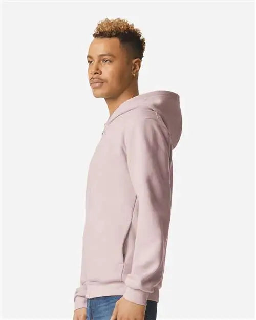 American Apparel Rf497 Reflex Fleece Full-zip Hoodie - Blush