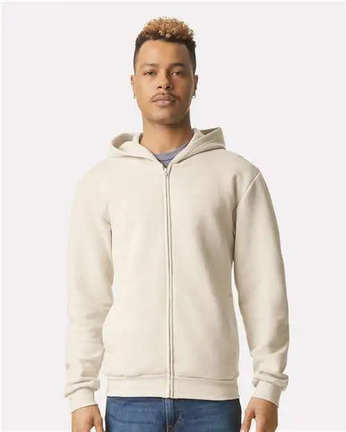 American Apparel Rf497 Reflex Fleece Full-zip Hoodie - Bone