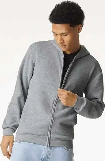 American Apparel Rf497 Reflex Fleece Full-zip Hoodie - Heather Gray