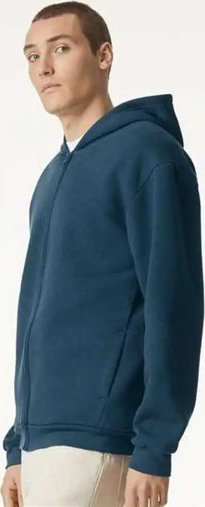 American Apparel Rf497 Reflex Fleece Full Zip Hoodie Sea Blue
