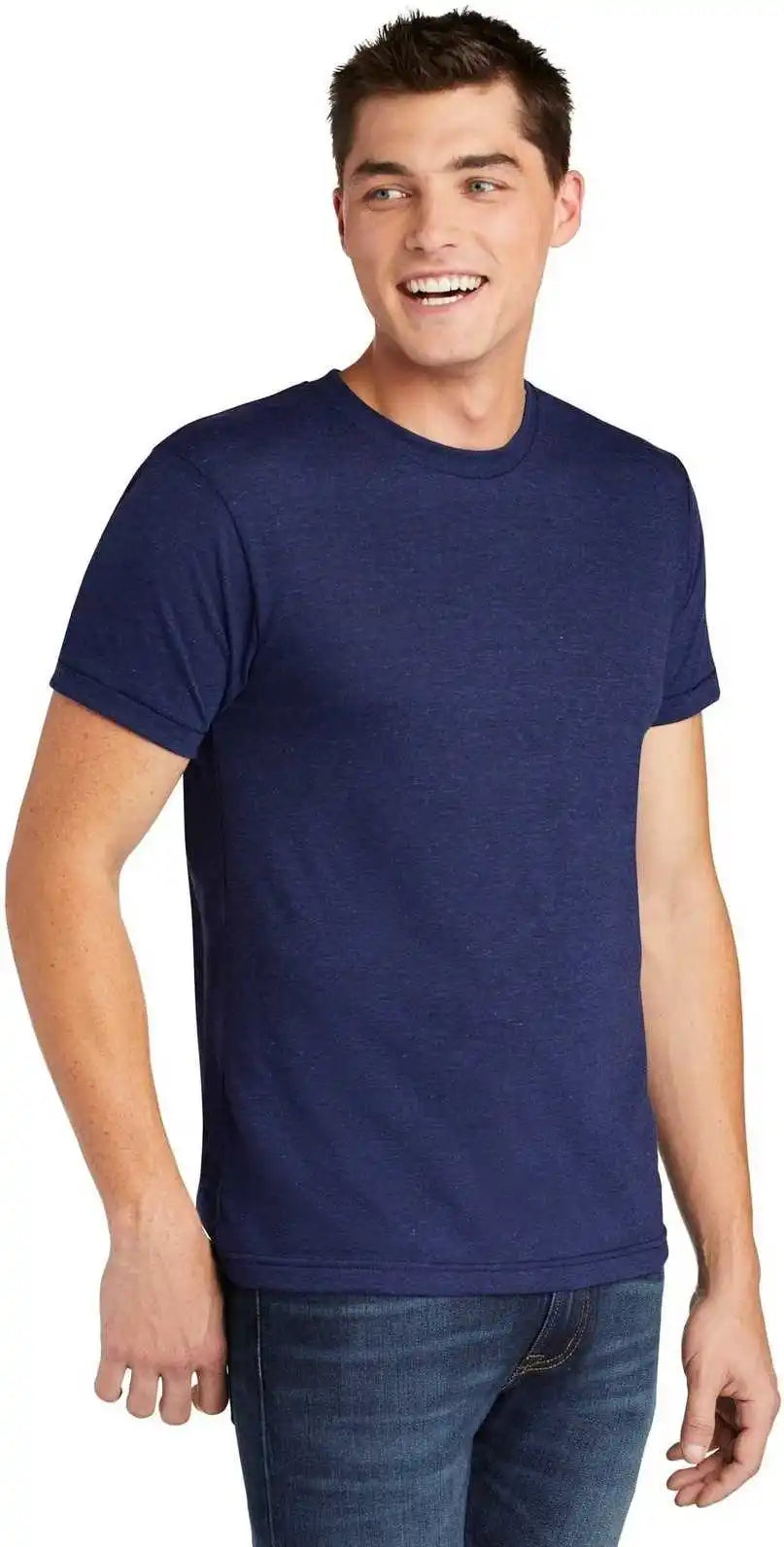 American Apparel Tr401w Tri Blend Short Sleeve Track t Shirt Indigo