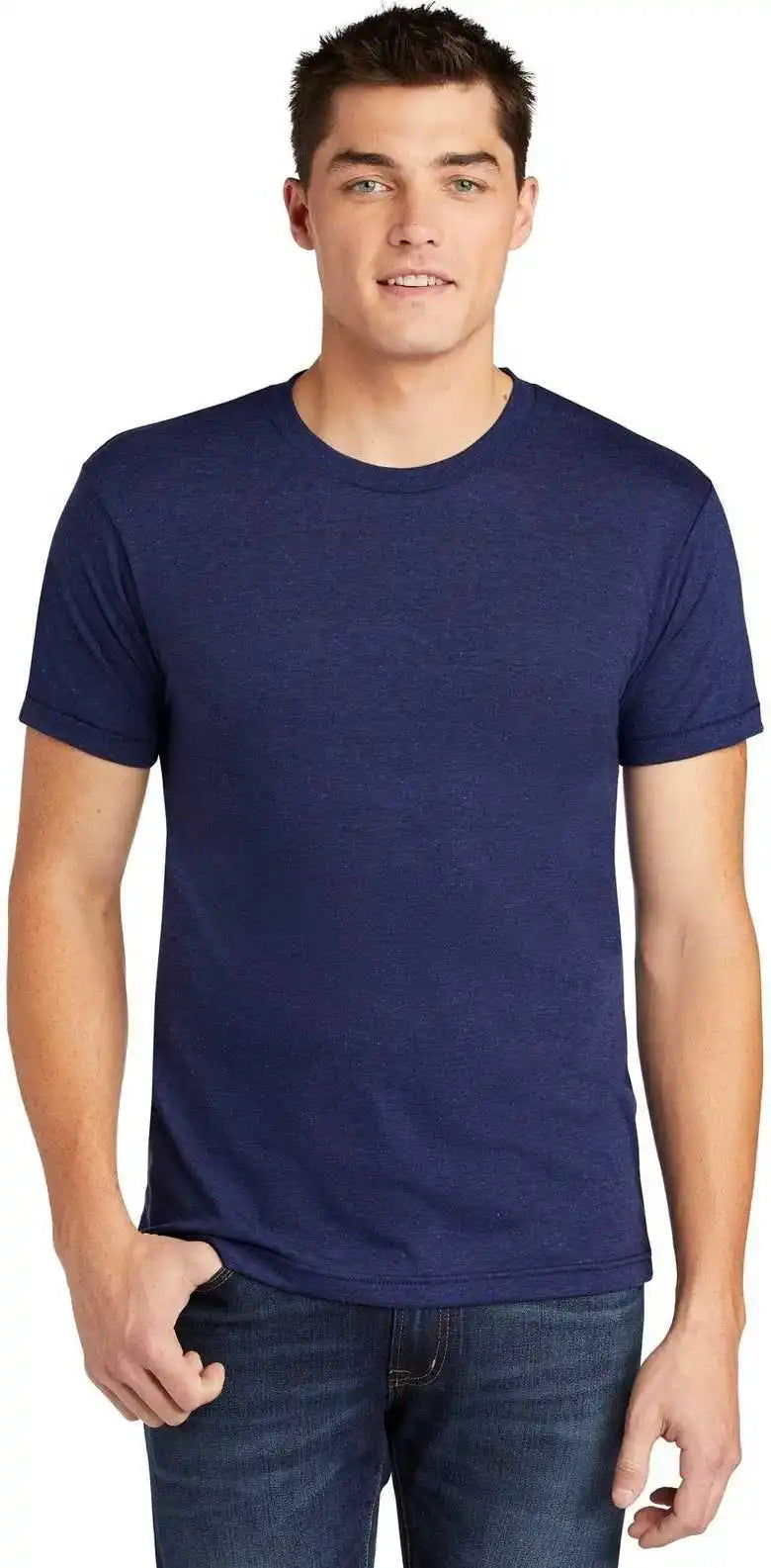 American Apparel Tr401w Tri Blend Short Sleeve Track t Shirt Indigo