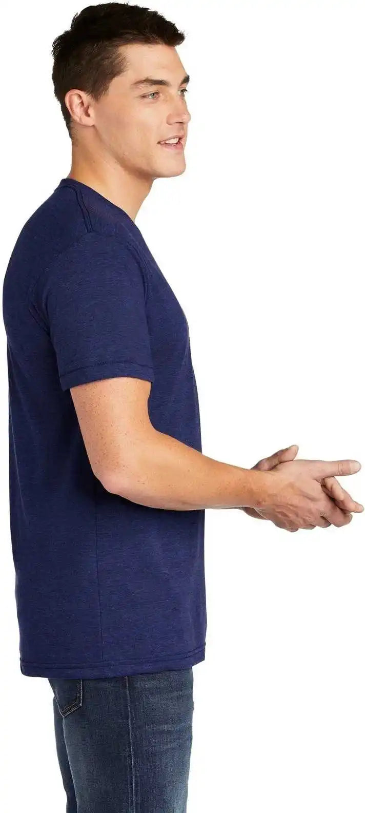 American Apparel Tr401w Tri Blend Short Sleeve Track t Shirt Indigo