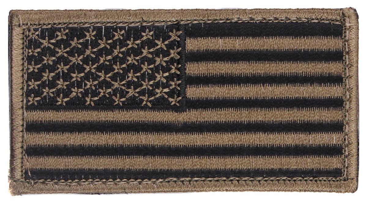 American Flag Patch - Hook Back - Black / Khaki / Reverse