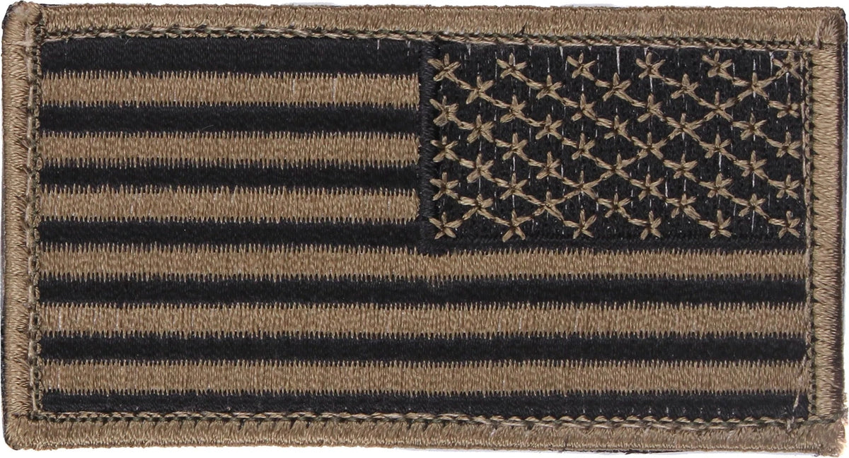 American Flag Patch - Hook Back - Black / Khaki / Reverse