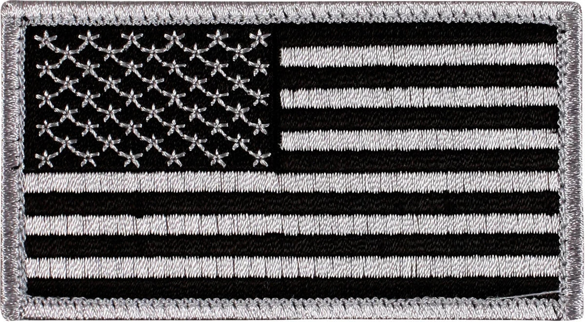 American Flag Patch - Hook Back - Black / Silver / Normal