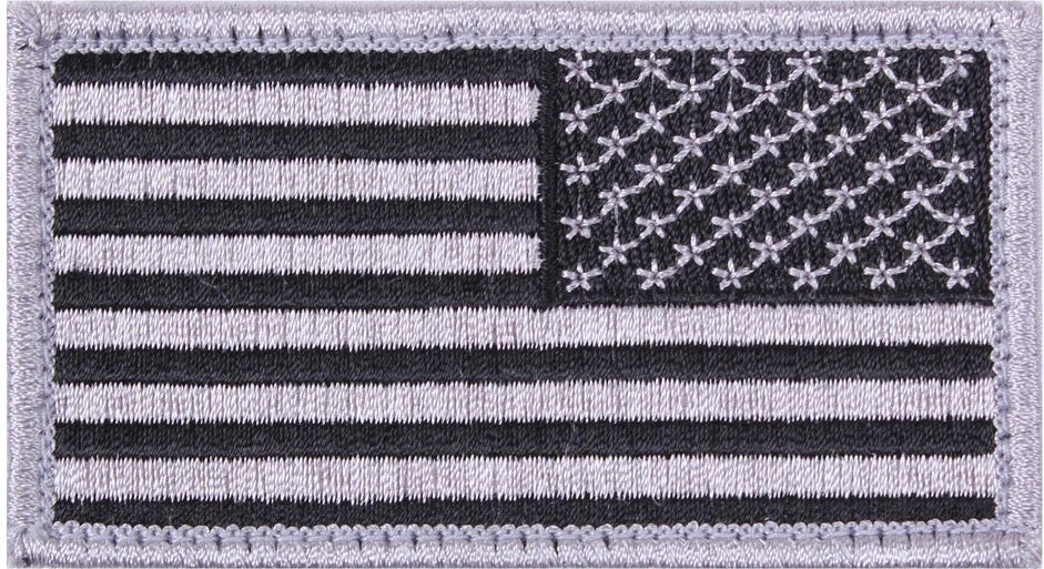 American Flag Patch - Hook Back - Black / Silver / Reverse