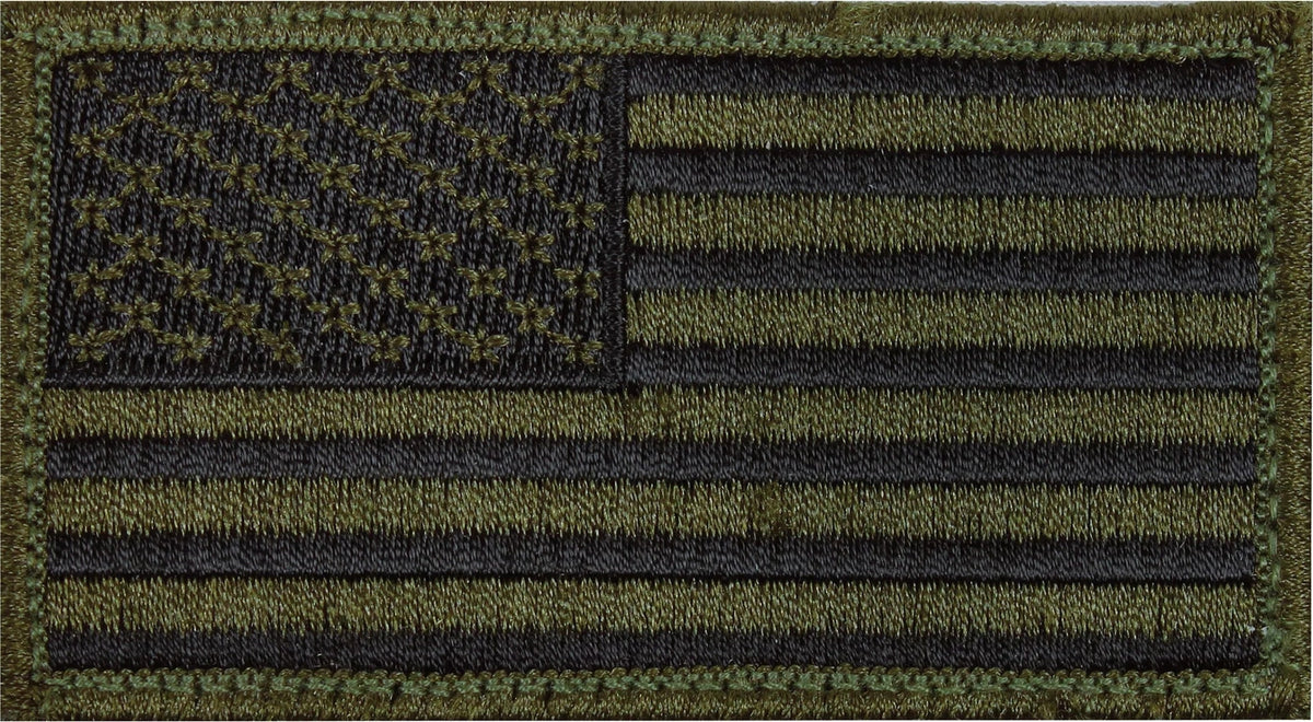 American Flag Patch - Hook Back - Olive Drab / Black / Normal