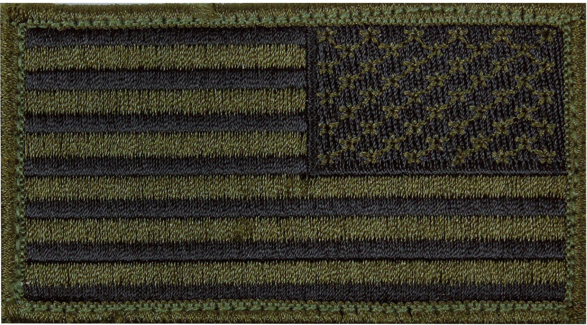 American Flag Patch - Hook Back - Olive Drab / Black / Reverse