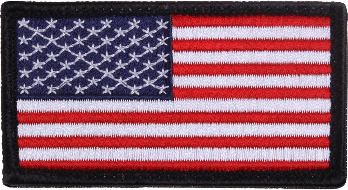 American Flag Patch - Hook Back - Red White Blue with Black Border / Normal