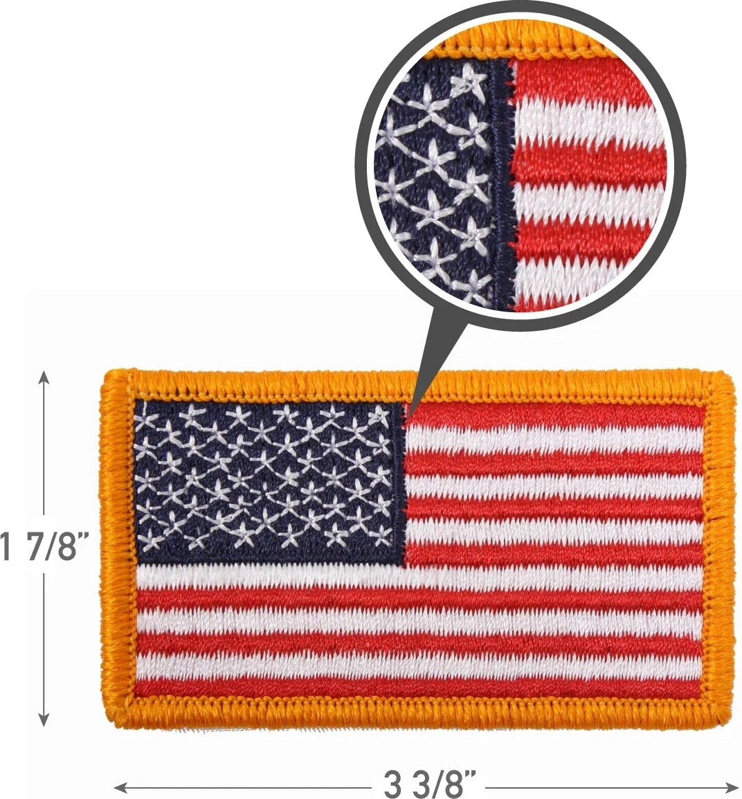 American Flag Patch - Hook Back - Red White Blue with Yellow Border / Normal