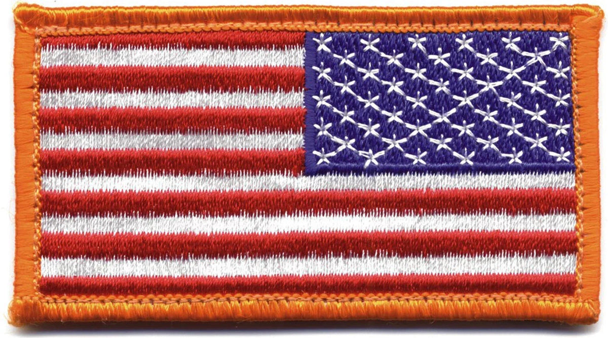 American Flag Patch - Hook Back - Red White Blue with Yellow Border / Reverse