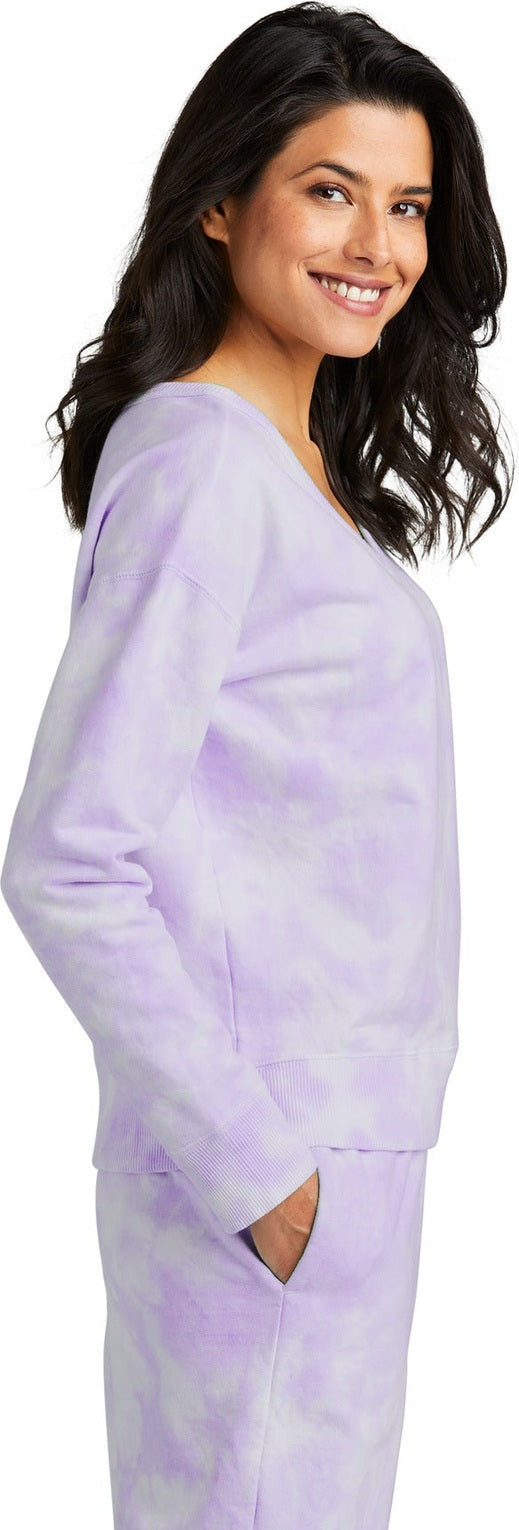 Amethyst Port & Co Women's Beach Wash Cloud Tie-Dye V-Neck Sweatshirt LPC140V