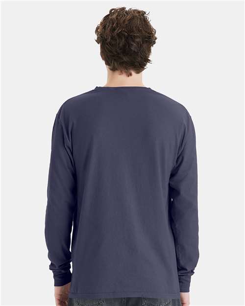 Anchor Slate Garment-Dyed Long Sleeve T-Shirt With a Pocket - GDH250