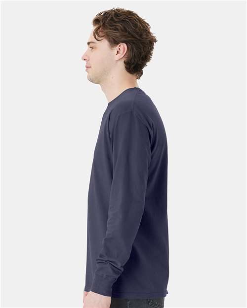 Anchor Slate Garment-Dyed Long Sleeve T-Shirt With a Pocket - GDH250