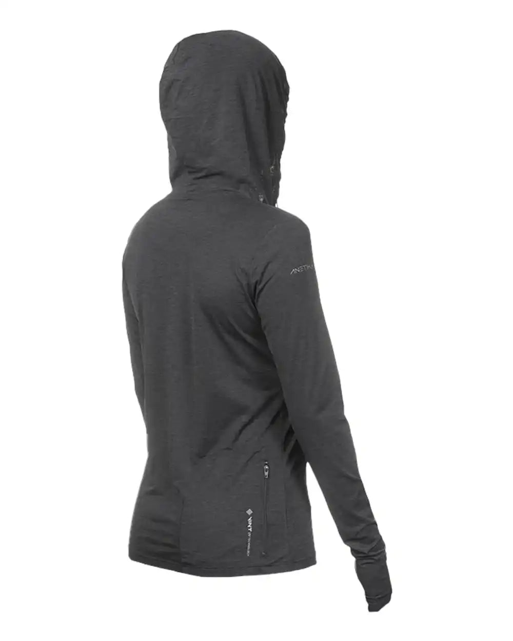 Anetik Wsbrzh0 Women’s Breeze Tech Hooded Long Sleeve T-shirt - Charcoal Heathered - Xs