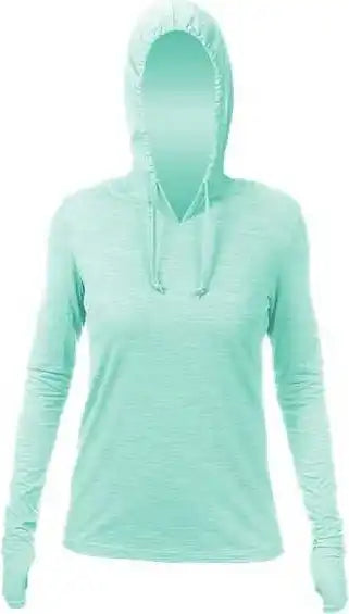 Anetik Wsbrzh0 Women’s Breeze Tech Hooded Long Sleeve T-shirt - Seafoam Heathered