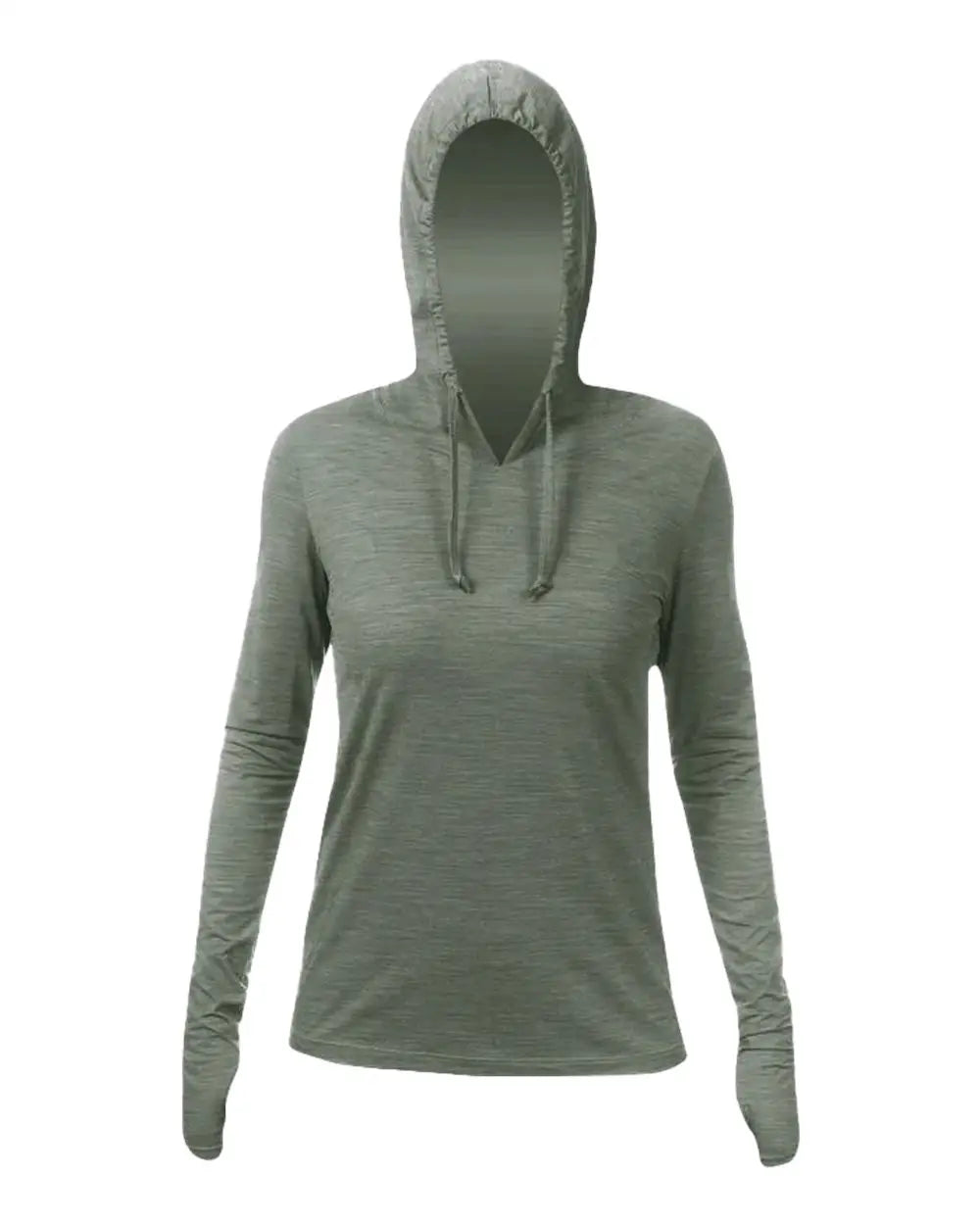 Anetik Wsbrzh0 Women’s Breeze Tech Hooded Long Sleeve T-shirt - Dark Olive Heathered - Ladies Xs